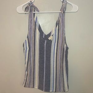 A New Day Blue/Light Blue/Pink Tie Up Tank Top